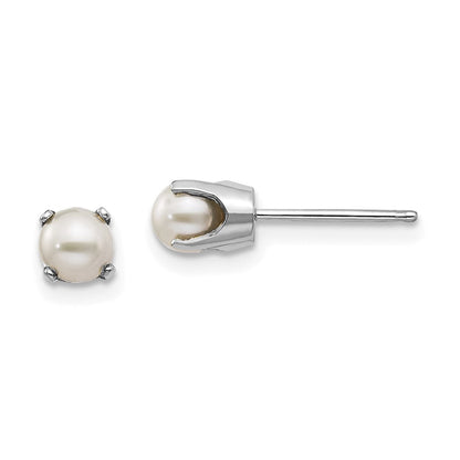 14K Weißgold 4mm Fw Zuchtperle Ohrstecker