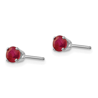 14K Weißgold Rubin-Ohrstecker, 4 mm