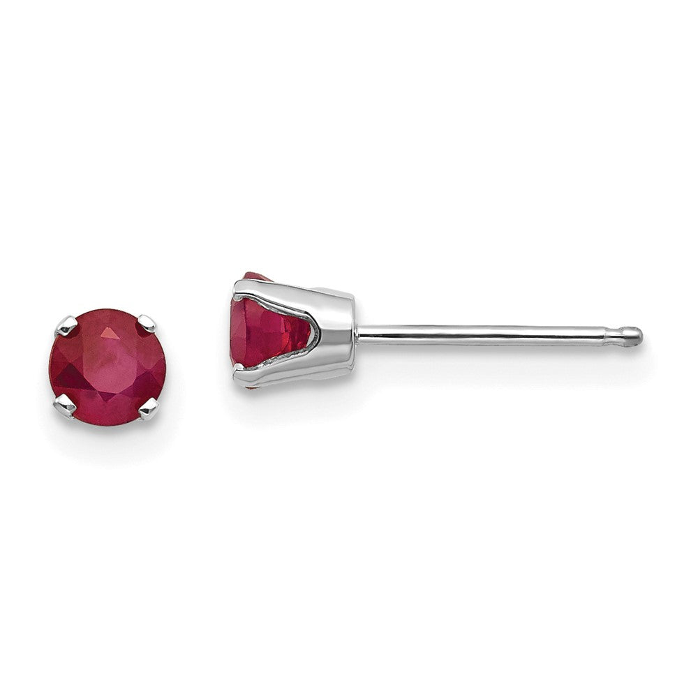 14K Weißgold Rubin-Ohrstecker, 4 mm