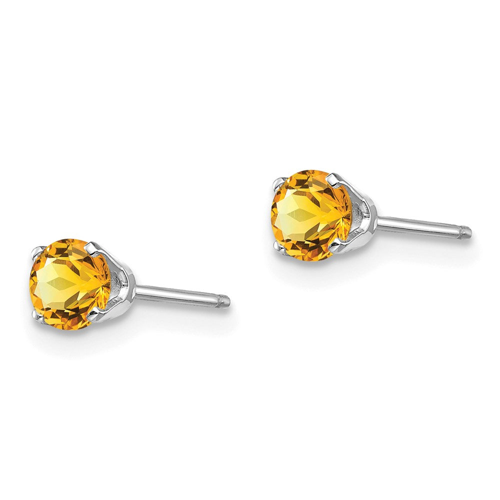 14K Weißgold 4mm Citrin Ohrstecker