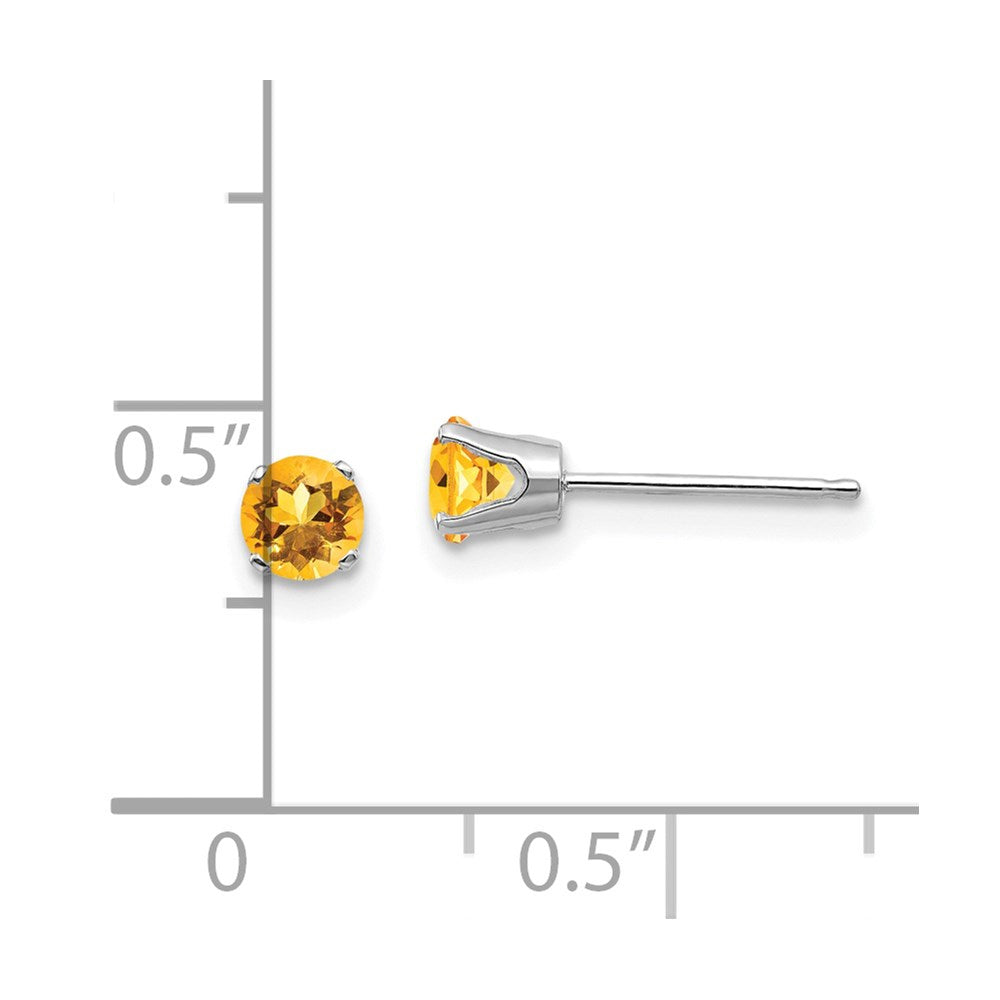 14K Weißgold 4mm Citrin Ohrstecker