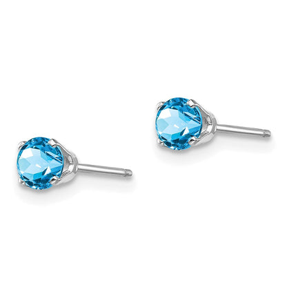 14K Weißgold 4mm Blautopas Ohrstecker