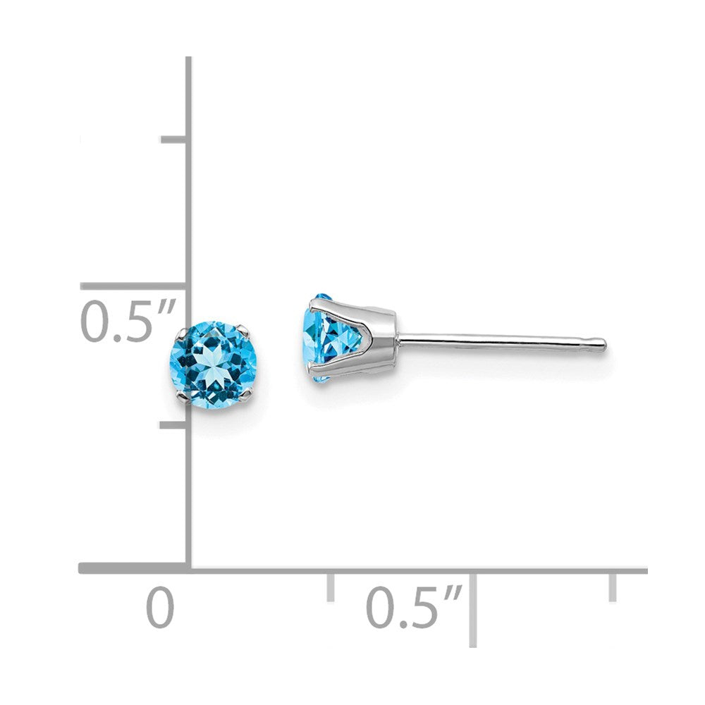 14K Weißgold 4mm Blautopas Ohrstecker