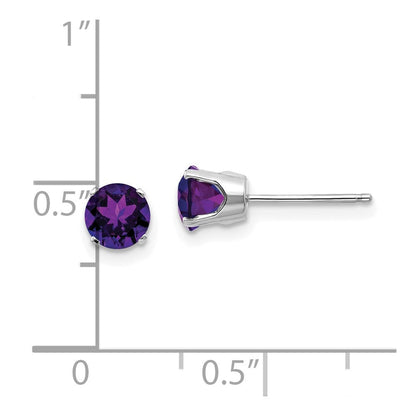 14K Weißgold 5mm Amethyst Ohrstecker