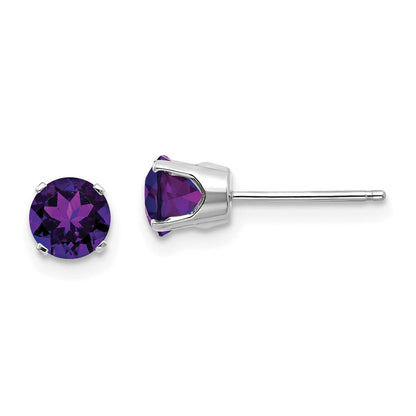 14K Weißgold 5mm Amethyst Ohrstecker