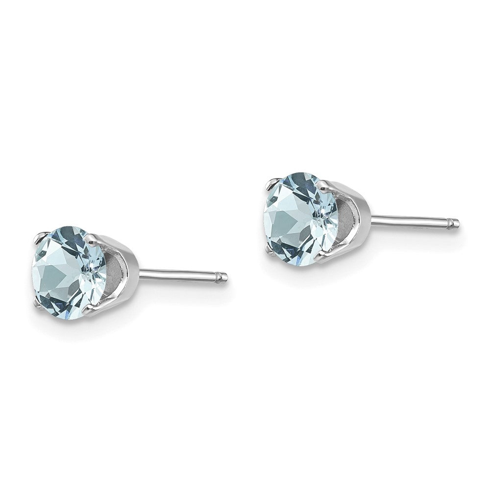 14K Weißgold 5mm Aquamarin Ohrstecker