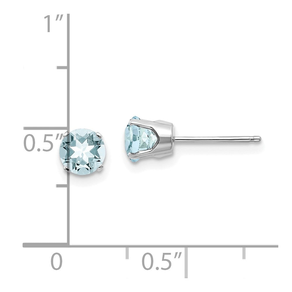 14K Weißgold 5mm Aquamarin Ohrstecker