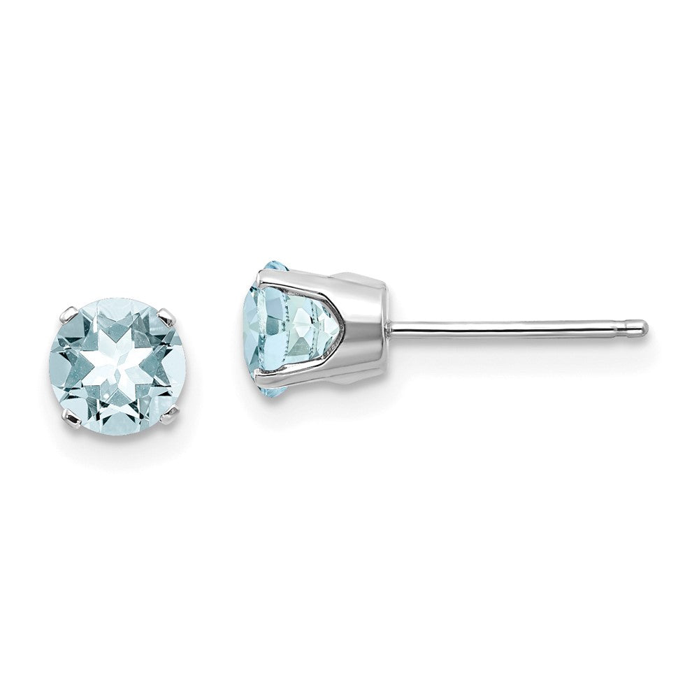 14K Weißgold 5mm Aquamarin Ohrstecker
