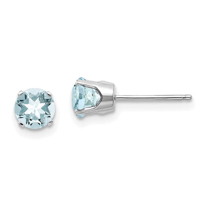 14K Weißgold 5mm Aquamarin Ohrstecker