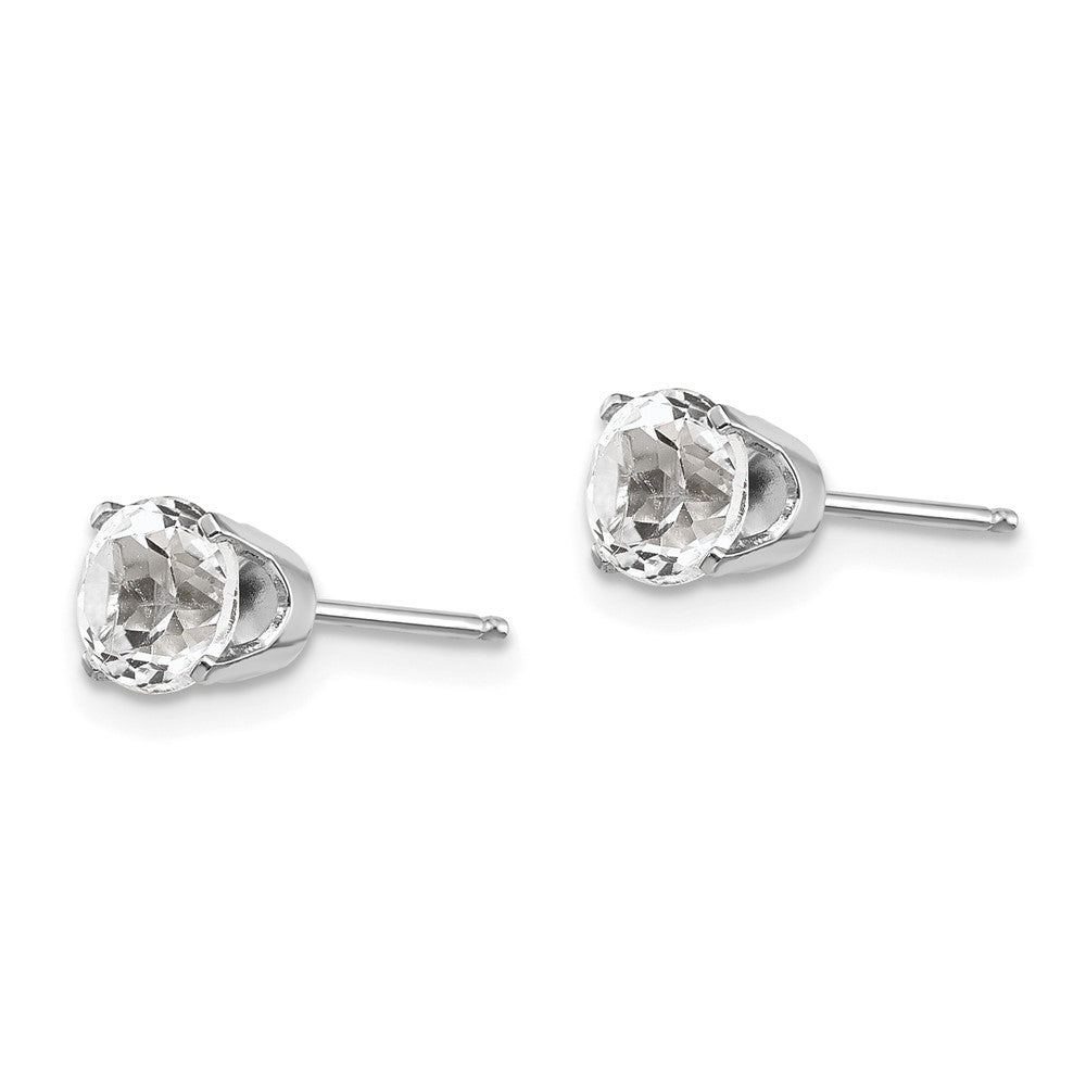 14K Weißgold 5mm Topas Ohrstecker