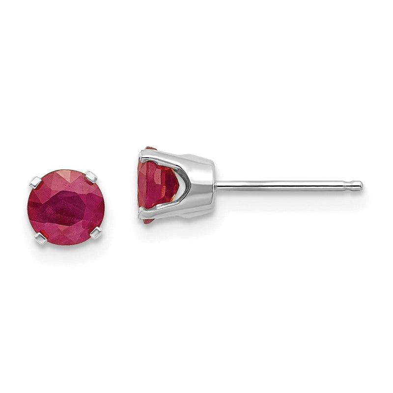 14K Weißgold Ohrstecker mit Rubinen, 5 mm