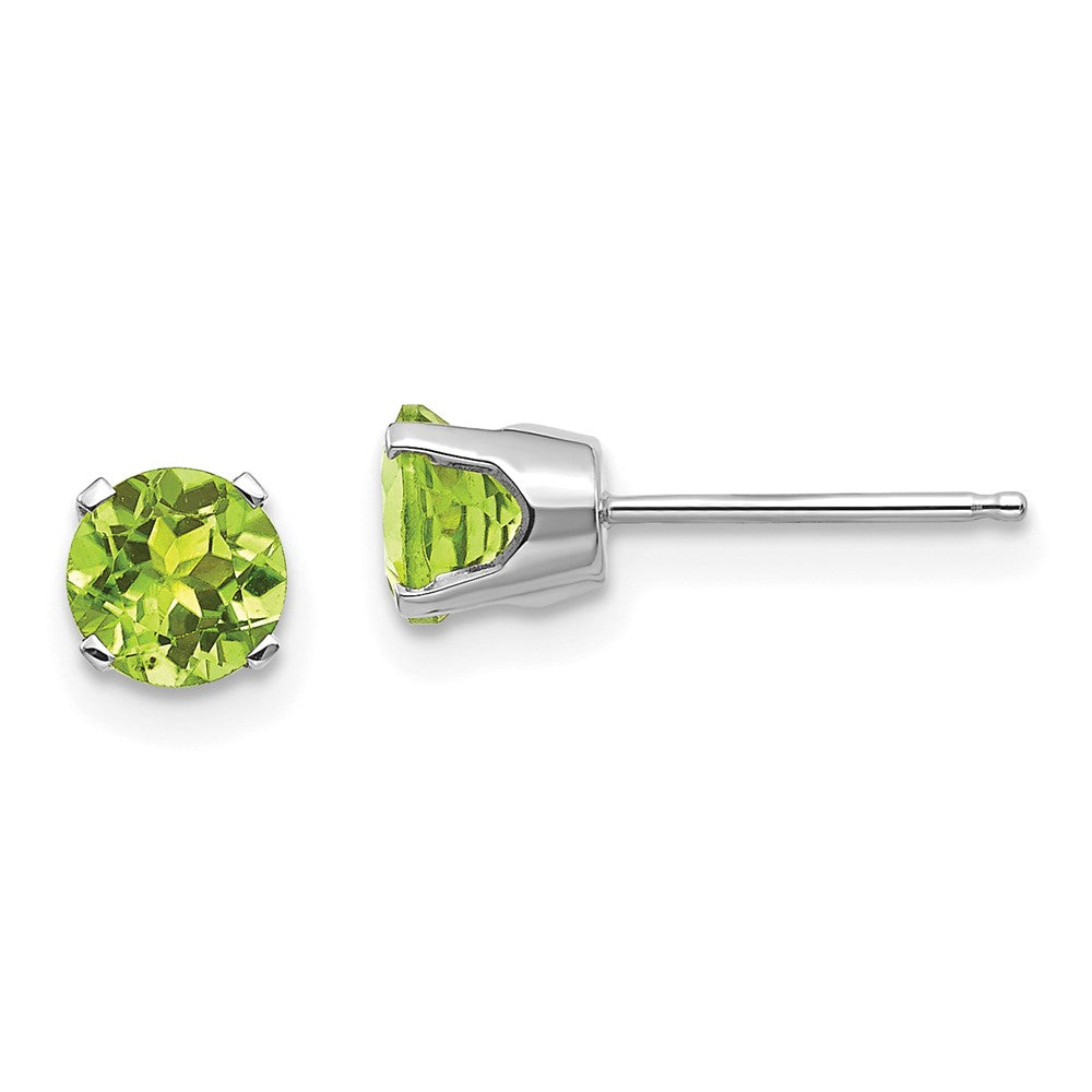 14K Weißgold 5mm Peridot Ohrstecker