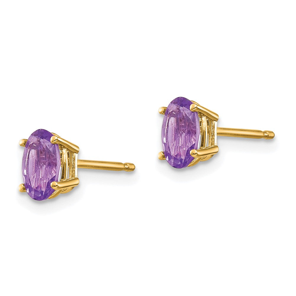 14K 6x4 mm Oval Februar/Amethyst Ohrstecker