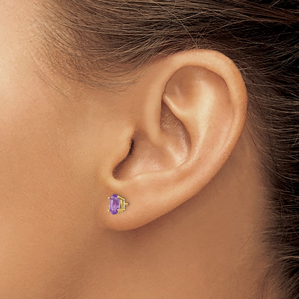 14K 6x4 mm Oval Februar/Amethyst Ohrstecker