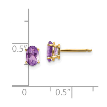 14K 6x4 mm Oval Februar/Amethyst Ohrstecker