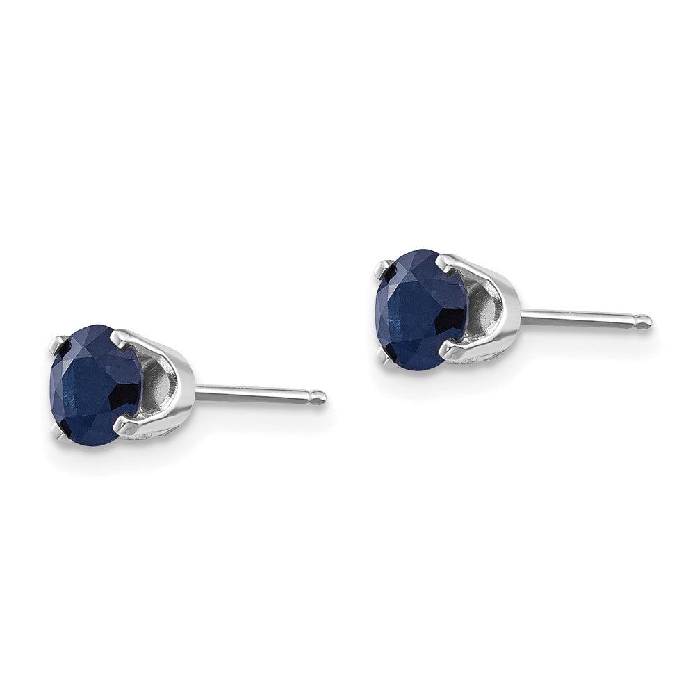 14K Weißgold Ohrstecker mit Saphir, 5 mm