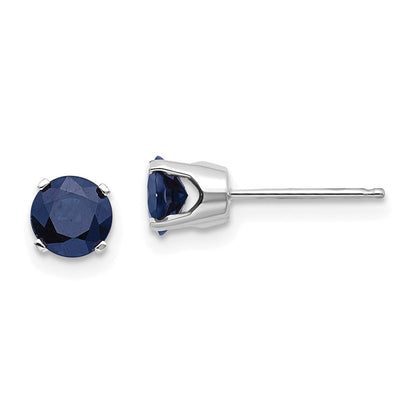 14K Weißgold Ohrstecker mit Saphir, 5 mm