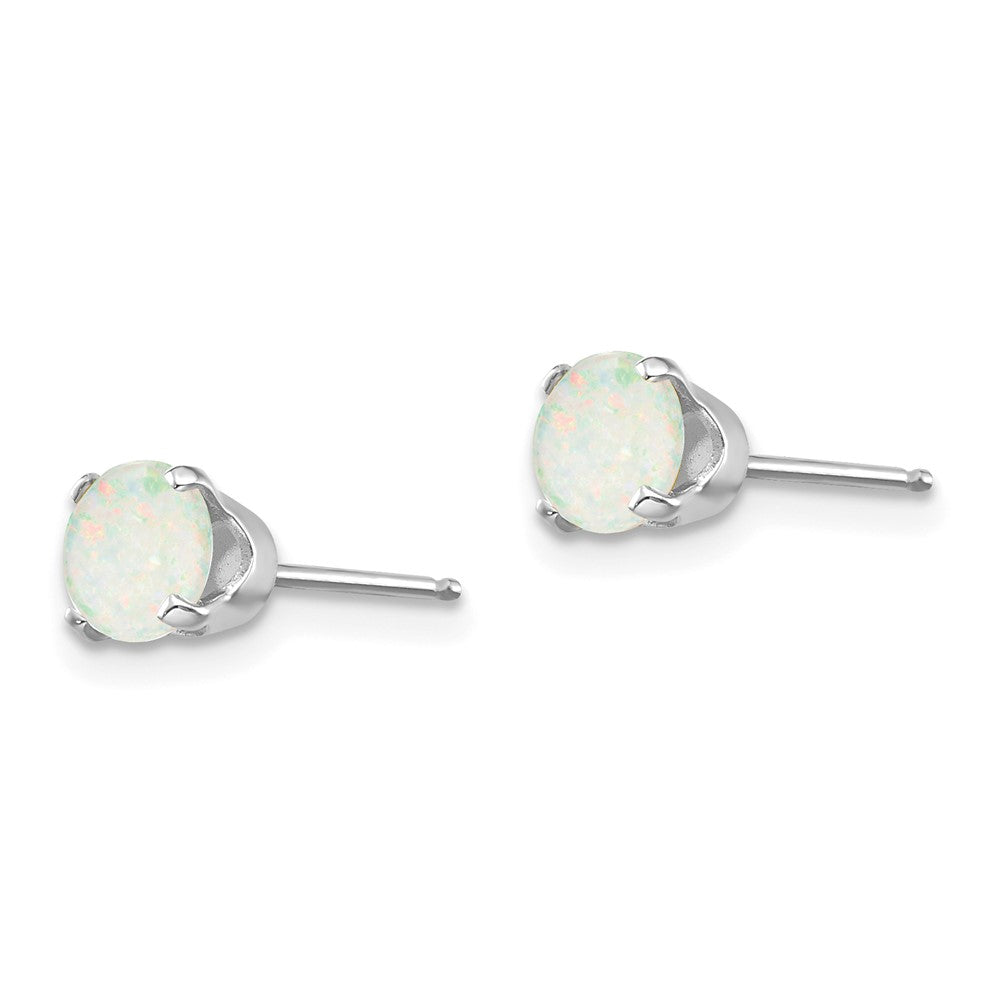 14K Weißgold 5mm Opal Ohrstecker
