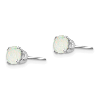 14K Weißgold 5mm Opal Ohrstecker