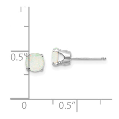 14K Weißgold 5mm Opal Ohrstecker