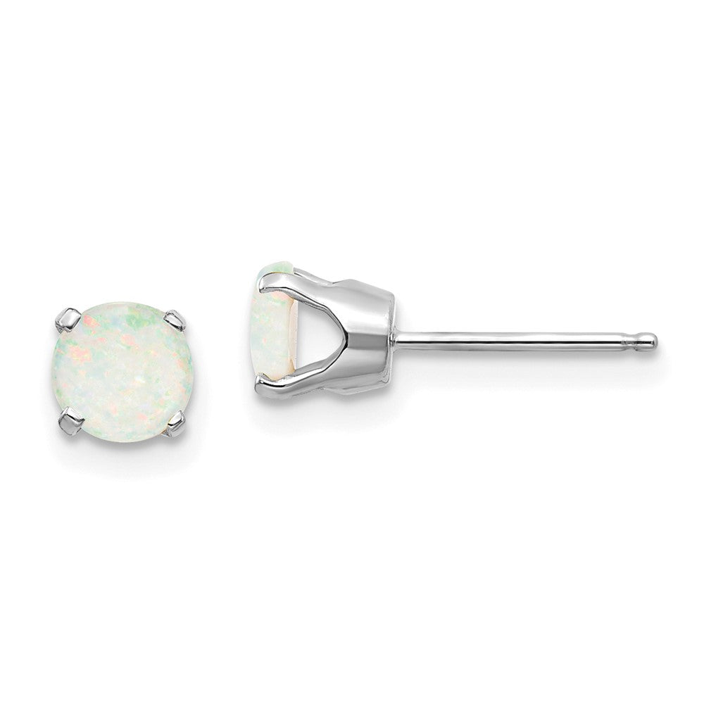 14K Weißgold 5mm Opal Ohrstecker