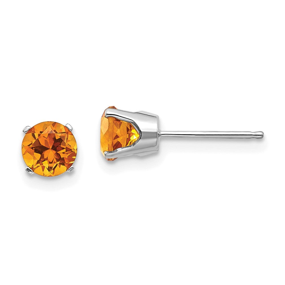 14K Weißgold 5mm Citrin Ohrstecker