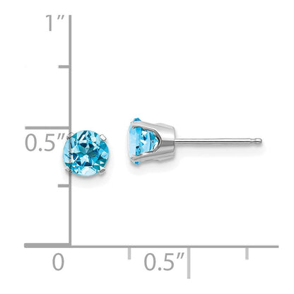 14K Weißgold 5mm Blautopas Ohrstecker
