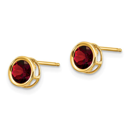 14K Gelbgold 5mm Zargenfassung Granat Ohrstecker