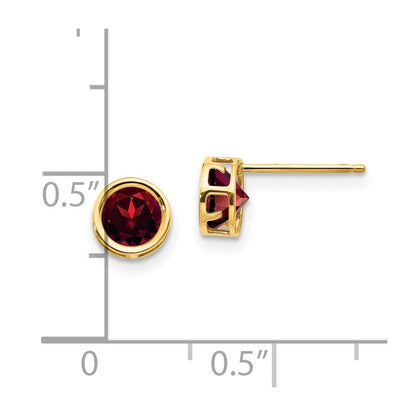 14K Gelbgold 5mm Zargenfassung Granat Ohrstecker
