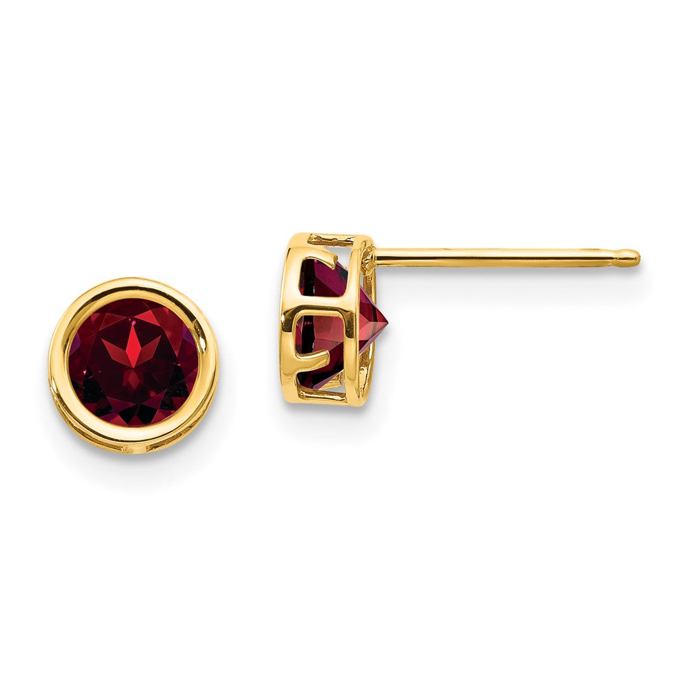 14K Gelbgold 5mm Zargenfassung Granat Ohrstecker