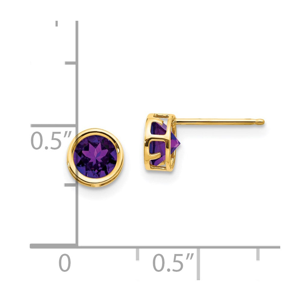 14K Gelbgold 5mm Zargenfassung Amethyst Ohrstecker