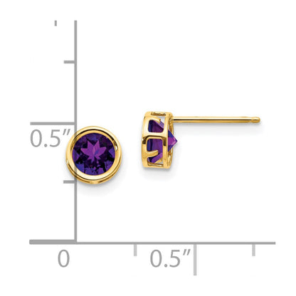 14K Gelbgold 5mm Zargenfassung Amethyst Ohrstecker