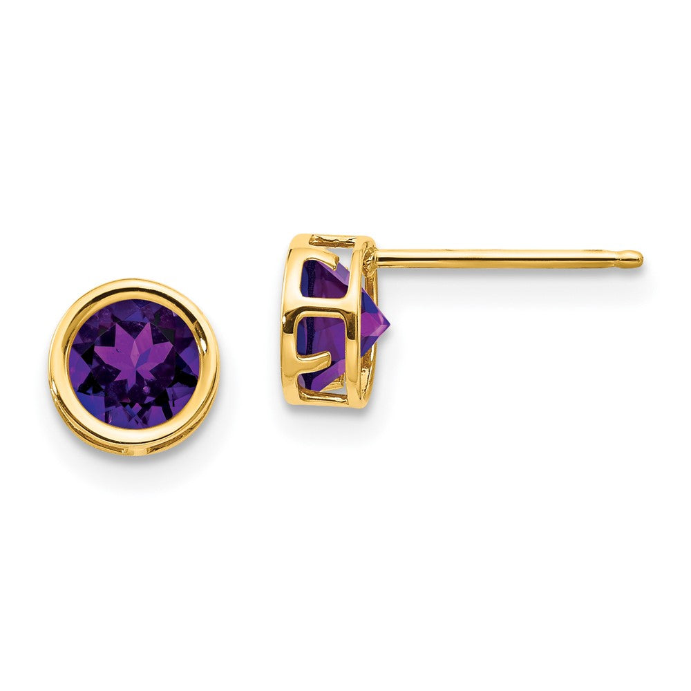 14K Gelbgold 5mm Zargenfassung Amethyst Ohrstecker