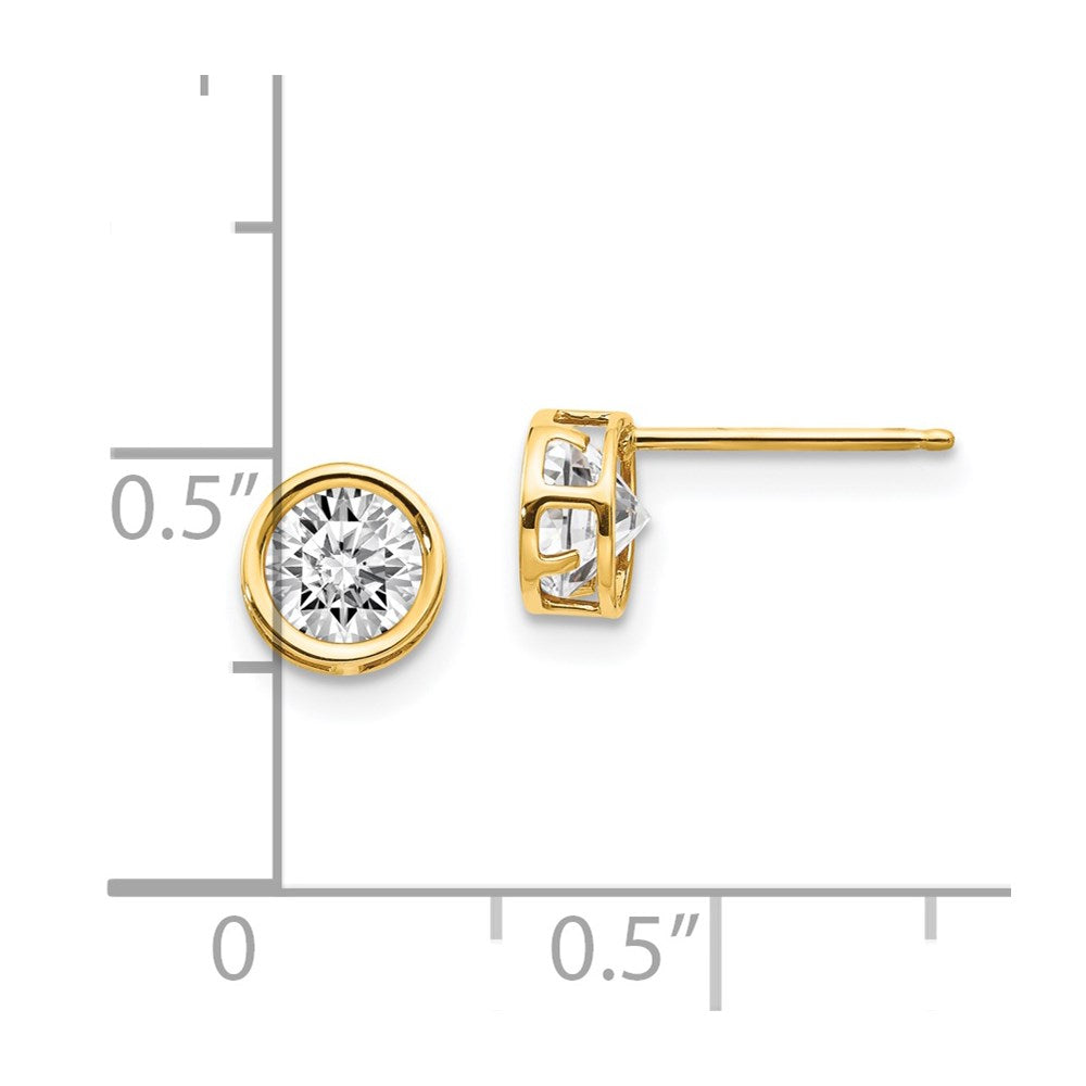 14K Gelbgold 5mm Zargenfassung Weiß Topas Ohrstecker
