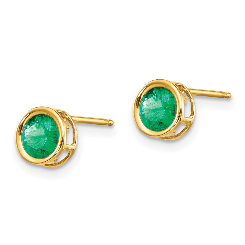 14K Gelbgold 5mm Zargenfassung Smaragd Ohrstecker