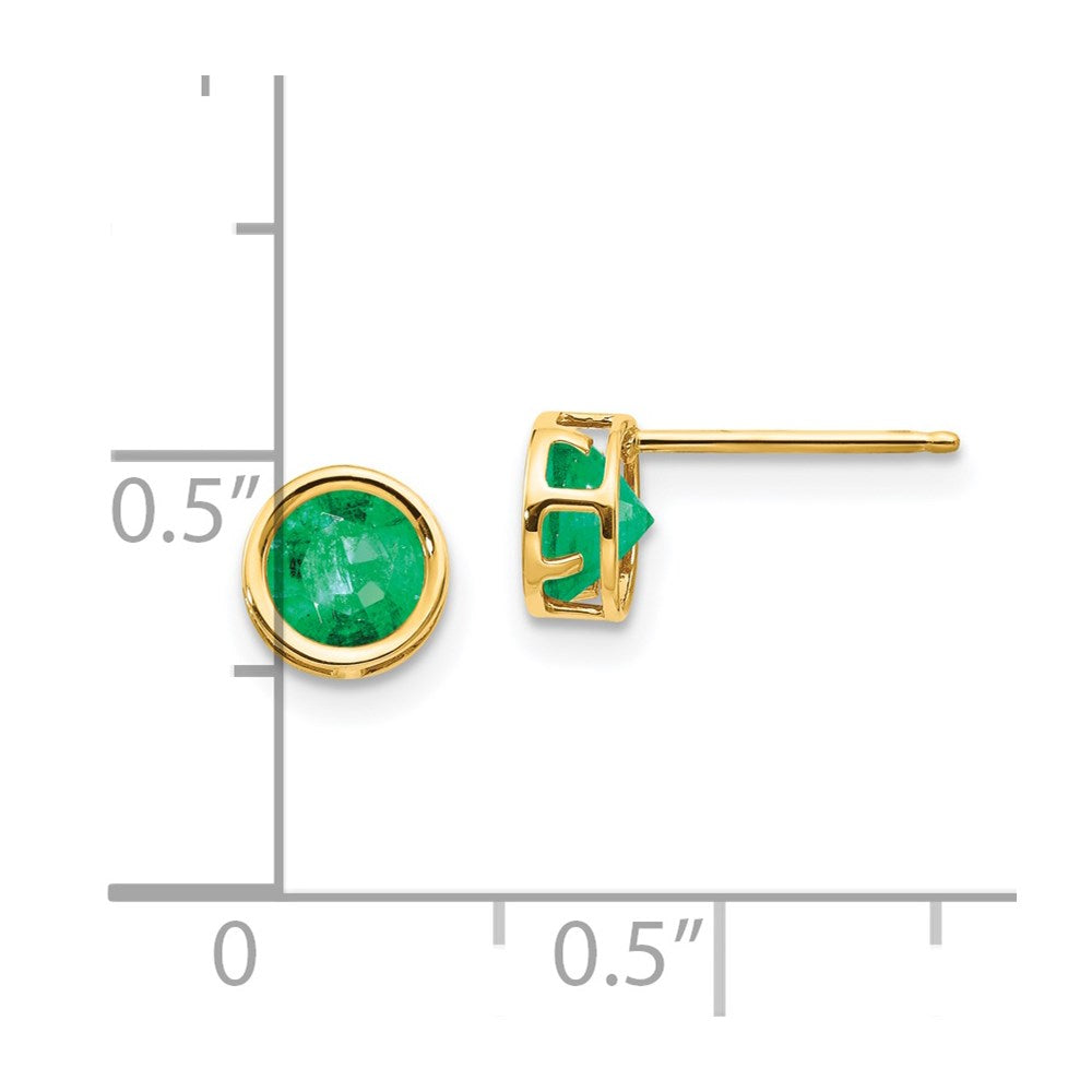 14K Gelbgold 5mm Zargenfassung Smaragd Ohrstecker