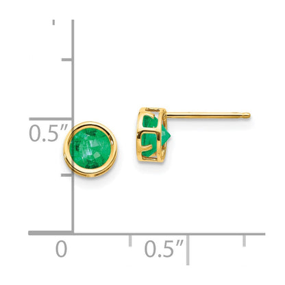 14K Gelbgold 5mm Zargenfassung Smaragd Ohrstecker