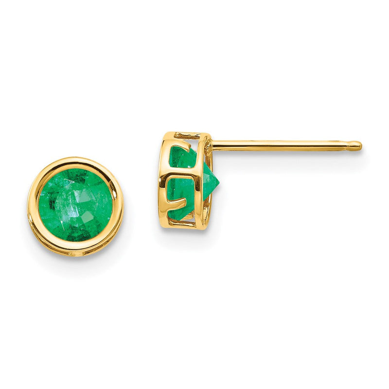 14K Gelbgold 5mm Zargenfassung Smaragd Ohrstecker
