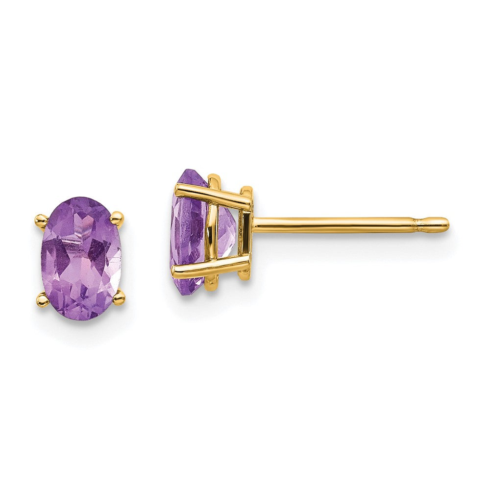 14K 6x4 mm Oval Februar/Amethyst Ohrstecker