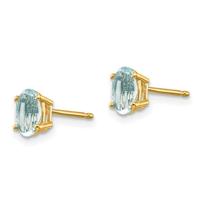 14K 6x4 mm Ovale März/Aquamarin Ohrstecker