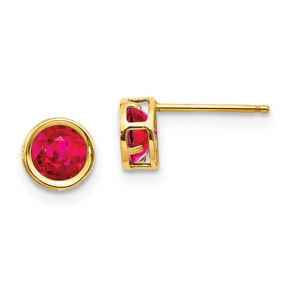 14K Ohrstecker mit Rubin in Zargenfassung, 5 mm