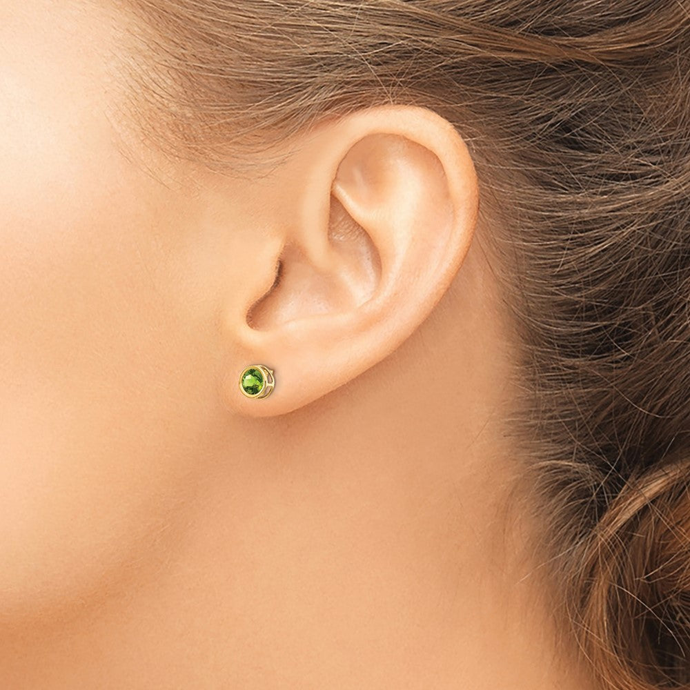 14K Gelbgold 5mm Zargenfassung Peridot Ohrstecker