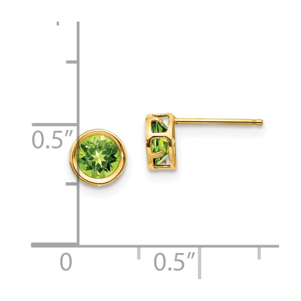 14K Gelbgold 5mm Zargenfassung Peridot Ohrstecker