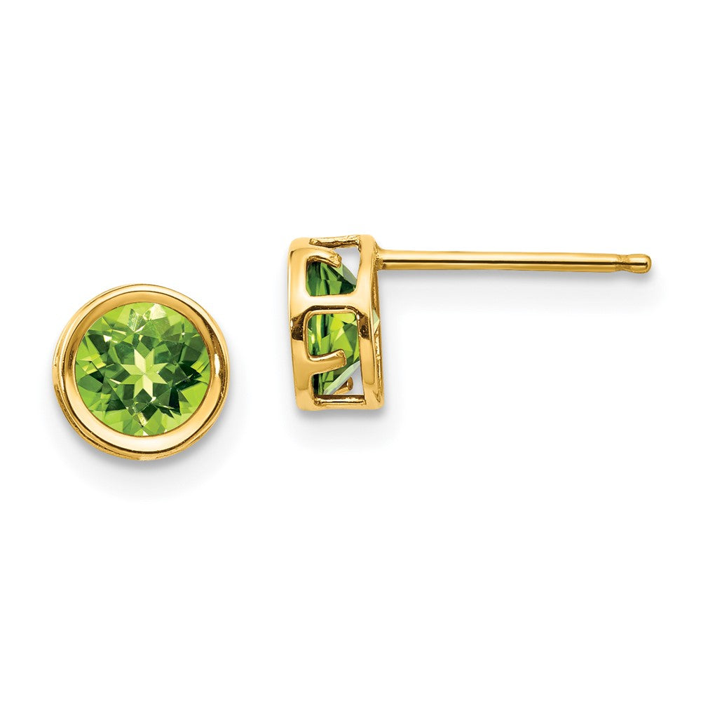 14K Gelbgold 5mm Zargenfassung Peridot Ohrstecker