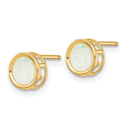 14K Gelbgold 5mm Zargenfassung Opal Ohrstecker