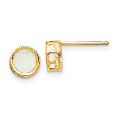 14K Gelbgold 5mm Zargenfassung Opal Ohrstecker