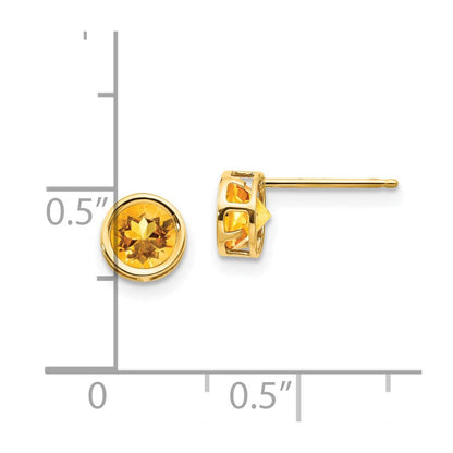 14K Gelbgold 5mm Zargenfassung Citrin Ohrstecker