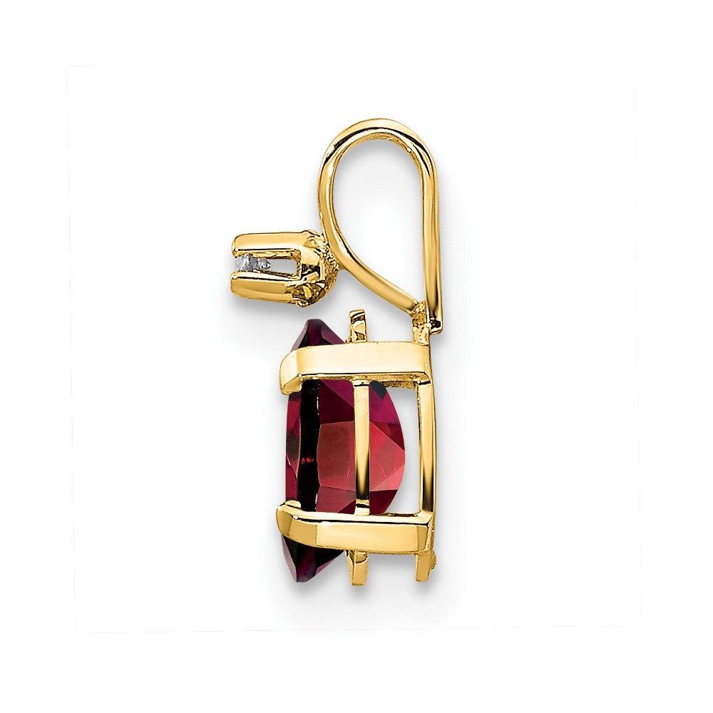 14K Gelbgold Anhänger mit Diamant und Granat-Geburtsstein