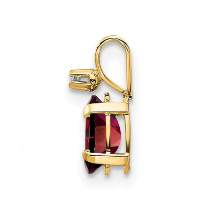 14K Gelbgold Anhänger mit Diamant und Granat-Geburtsstein