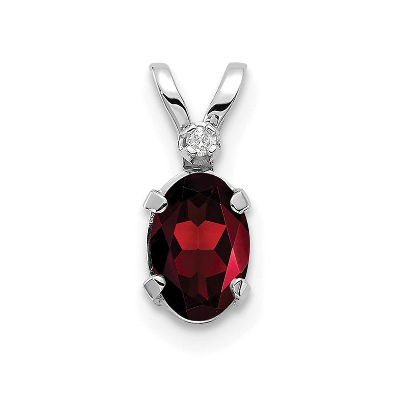 14K Weißgold Diamant und Granat Geburtsstein Anhänger